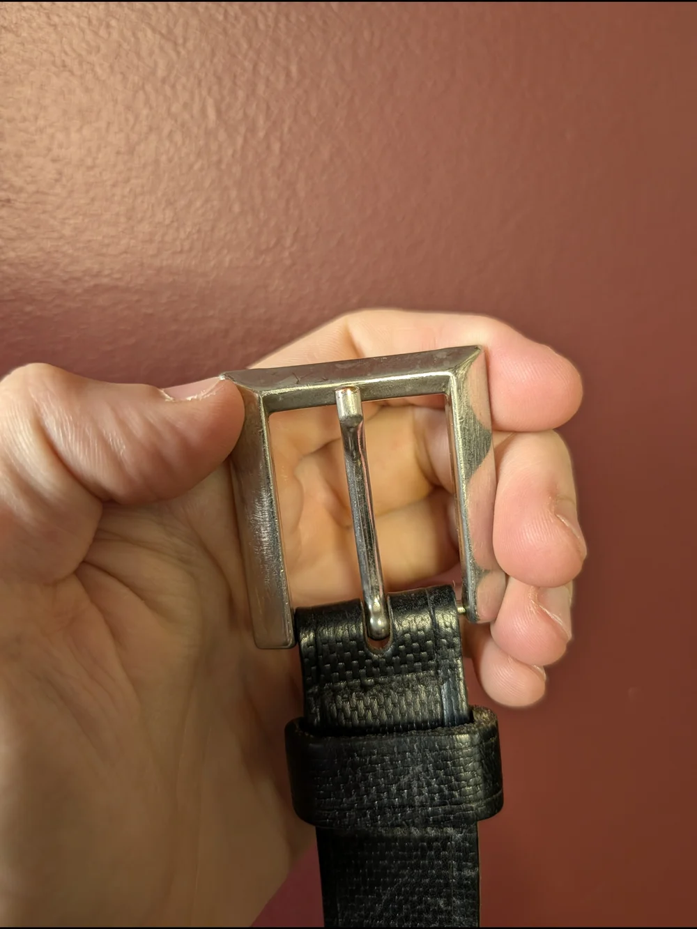 EUROMETAL Made In Italy Buckle With Black Textured Woven Leather MiUSA Strap 38